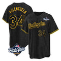 Pouc LA.Dodgers #34 Fernando Valenzuela Player Black World Series Snake Skin City Game Home Stitched Jerseys
