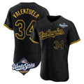 Pouc LA.Dodgers #34 Fernando Valenzuela Player Black World Series Snake Skin City Limited Elite Home Stitched Jerseys