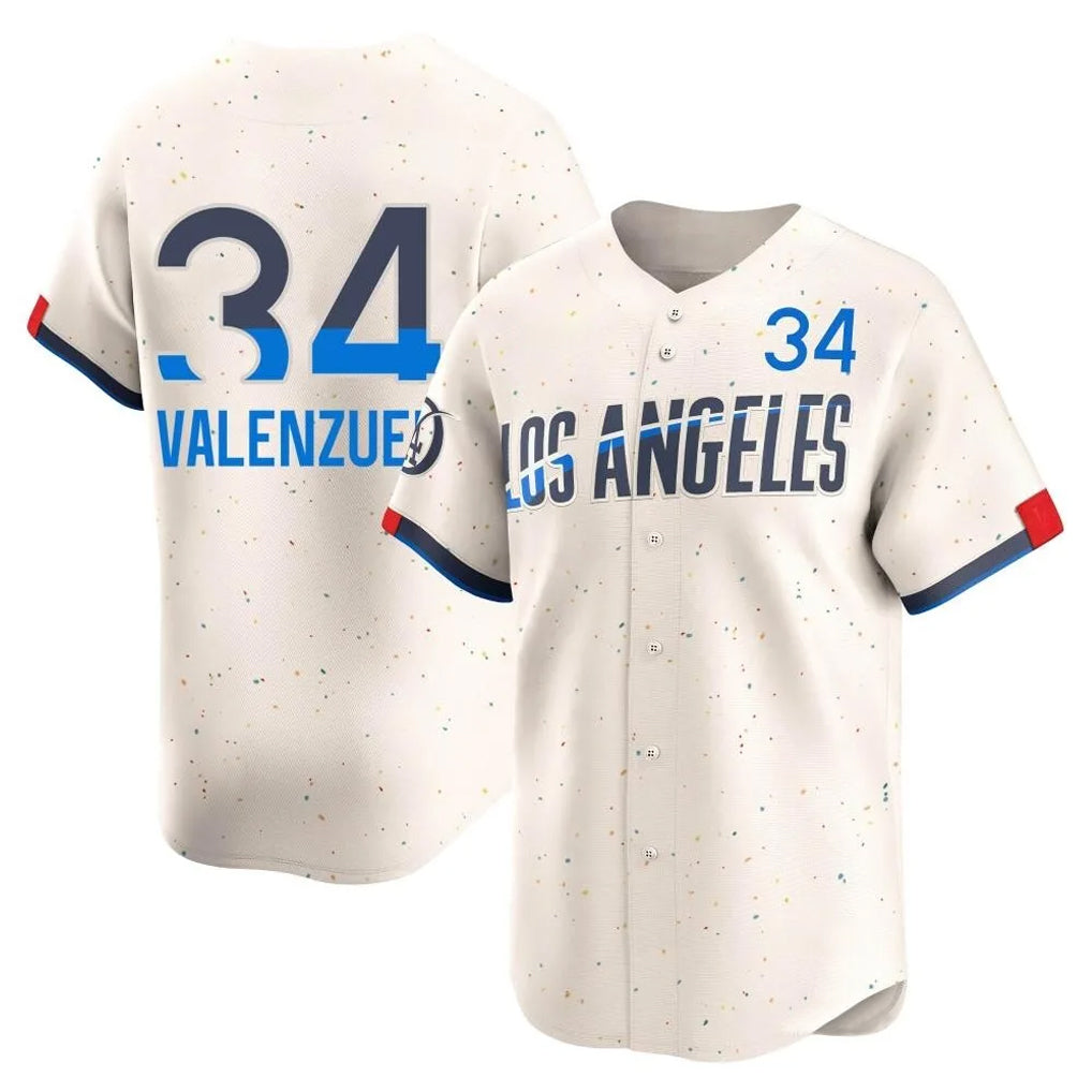 Pouc LA.Dodgers #34 Fernando Valenzuela Player Cream City Connect Limited Home Stitched Jerseys