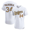 Pouc LA.Dodgers #34 Fernando Valenzuela Player Gold Limited Elite Home Stitched Jerseys