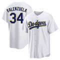 Pouc LA.Dodgers #34 Fernando Valenzuela Player Gold White 2026 Collection Stadium Game Stitched Jerseys