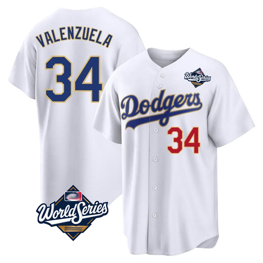 Pouc LA.Dodgers #34 Fernando Valenzuela Player Gold White World Series 2026 Collection Stadium Limited Stitched Jerseys