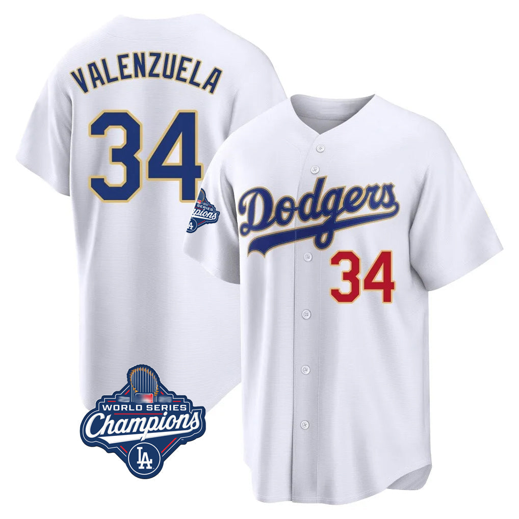 Pouc LA.Dodgers #34 Fernando Valenzuela Player Gold White World Series Meet 2026 Collection Stadium Limited Stitched Jerseys