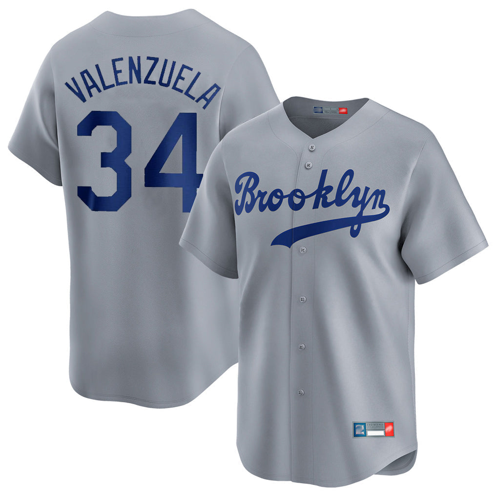 Pouc LA.Dodgers #34 Fernando Valenzuela Player Gray Game Limited Home Stitched Jerseys