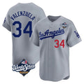 Pouc LA.Dodgers #34 Fernando Valenzuela Player Gray World Series Limited Home Stitched Jerseys