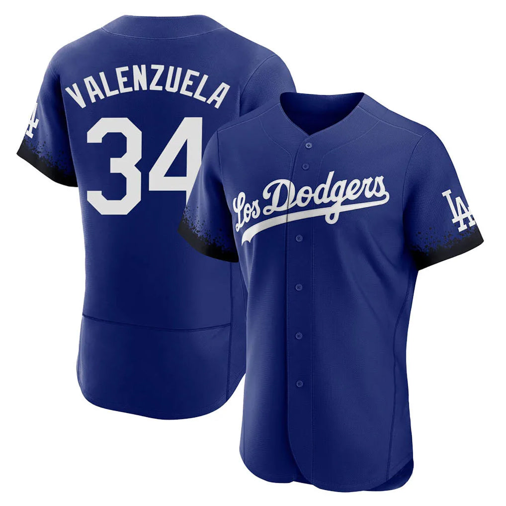 Pouc LA.Dodgers #34 Fernando Valenzuela Player Royal City Connect Elite Home Stitched Jerseys