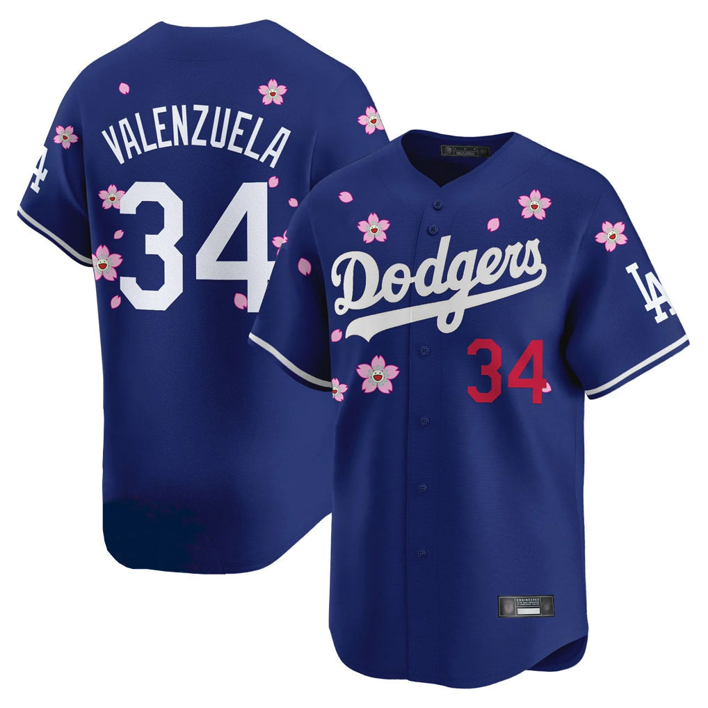 Pouc LA.Dodgers #34 Fernando Valenzuela Player Royal Tokyo Series Vapor Premier Limited Stitched Jerseys
