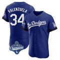 Pouc LA.Dodgers #34 Fernando Valenzuela Player Royal World Series Meet City Connect Elite Home Stitched Jerseys