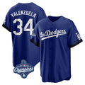 Pouc LA.Dodgers #34 Fernando Valenzuela Player Royal World Series Meet City Connect Home Game Stitched Jerseys