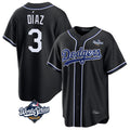 Pouc LA.Dodgers #3 Edwin D¡§aaz Player Black World Series Carbon Limited Home Stitched Jerseys