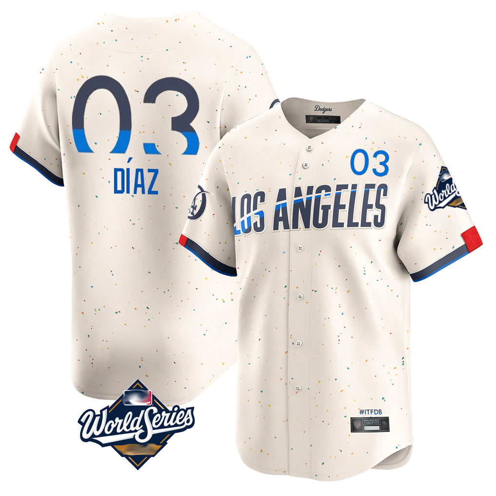 Pouc LA.Dodgers #3 Edwin D¡§aaz Player Cream World Series City Connect Limited Home Stitched Jerseys