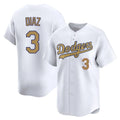 Pouc LA.Dodgers #3 Edwin D¡§aaz Player Gold Collection Limited Home Stitched Jerseys