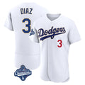 Pouc LA.Dodgers #3 Edwin D¡§aaz Player Gold White World Series Meet 2026 Collection Stadium Limited Elite Stitched Jerseys