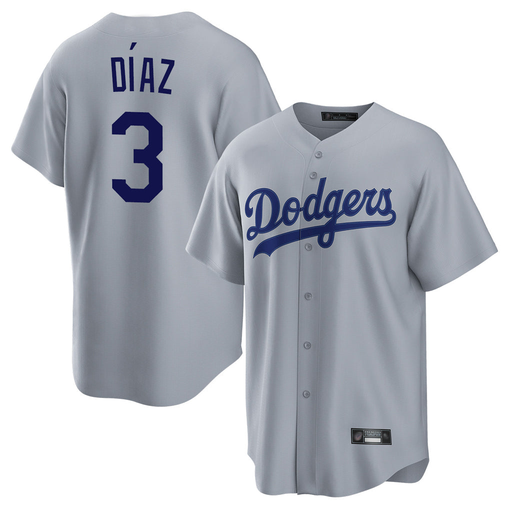 Pouc LA.Dodgers #3 Edwin D¡§aaz Player Gray Game Stitched Jerseys
