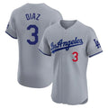 Pouc LA.Dodgers #3 Edwin D¡§aaz Player Gray Limited Elite Home Stitched Jerseys