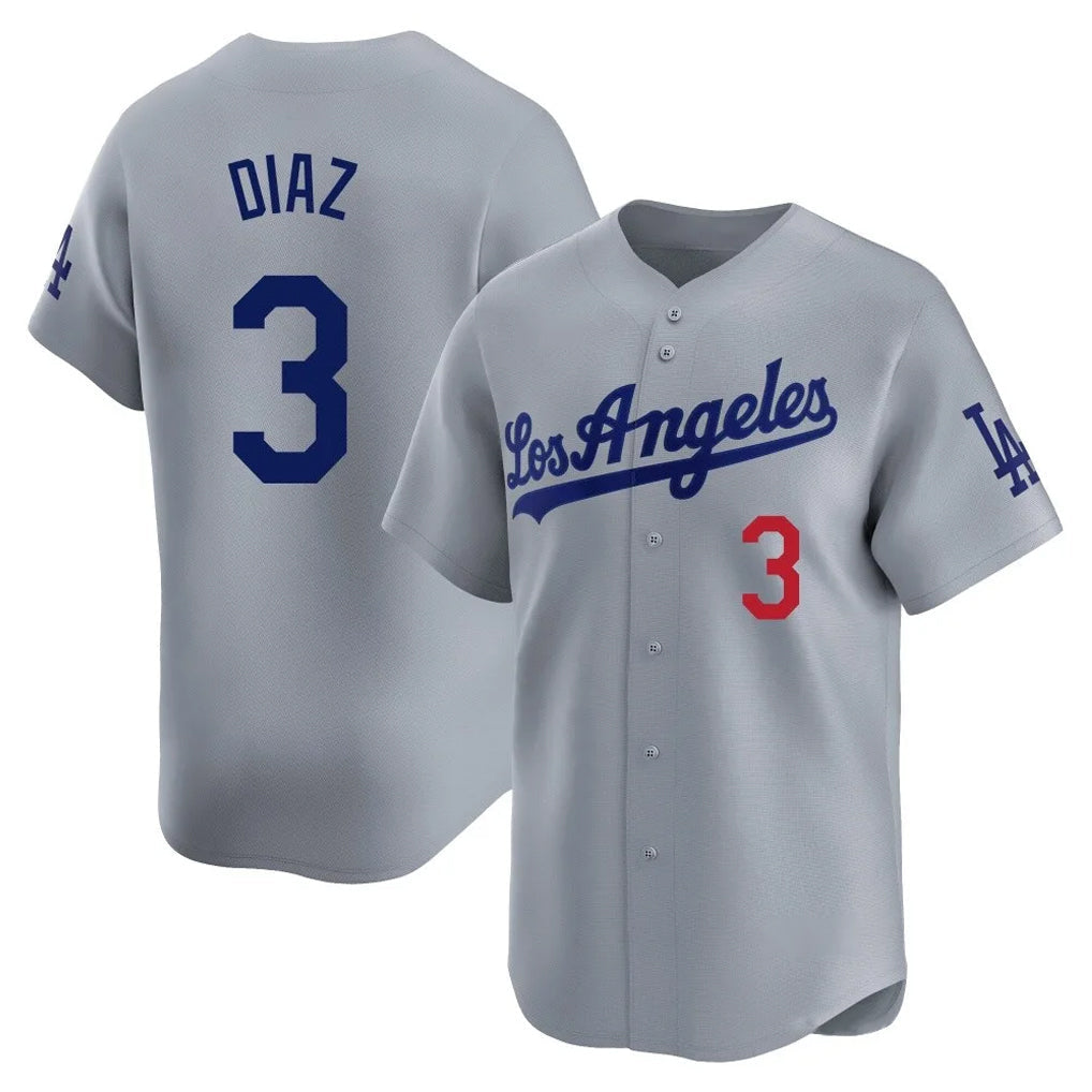 Pouc LA.Dodgers #3 Edwin D¡§aaz Player Gray Limited Home Stitched Jerseys