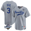 Pouc LA.Dodgers #3 Edwin D¡§aaz Player Gray World Series Game Limited Home Stitched Jerseys