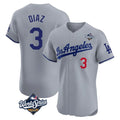 Pouc LA.Dodgers #3 Edwin D¡§aaz Player Gray World Series Limited Elite Home Stitched Jerseys