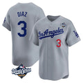 Pouc LA.Dodgers #3 Edwin D¡§aaz Player Gray World Series Limited Home Stitched Jerseys