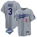 Pouc LA.Dodgers #3 Edwin D¡§aaz Player Gray World Series Meet Game Home Stitched Jerseys