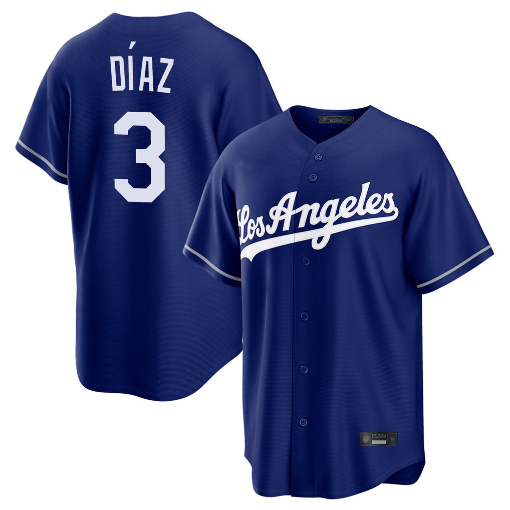 Pouc LA.Dodgers #3 Edwin D¡§aaz Player Royal Game Stitched Jerseys