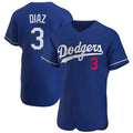 Pouc LA.Dodgers #3 Edwin D¡§aaz Player Royal Limited Elite Home Stitched Jerseys