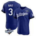 Pouc LA.Dodgers #3 Edwin D¡§aaz Player Royal World Series City Connect Elite Home Stitched Jerseys