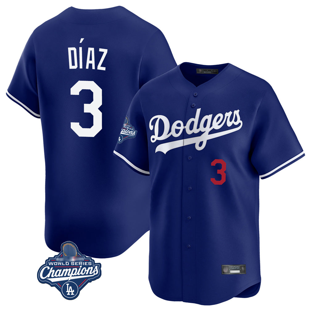 Pouc LA.Dodgers #3 Edwin D¡§aaz Player Royal World Series Meet Limited Home Stitched Jerseys