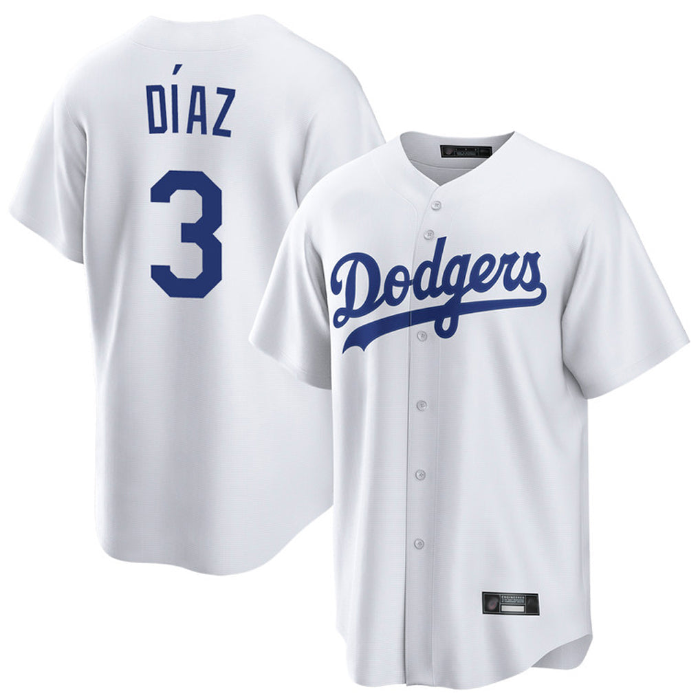 Pouc LA.Dodgers #3 Edwin D¡§aaz Player White Game Home Stitched Jerseys
