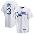 Pouc LA.Dodgers #3 Edwin D¡§aaz Player White Game Home Stitched Jerseys