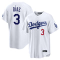 Pouc LA.Dodgers #3 Edwin D¡§aaz Player White Home Game Stitched Jerseys