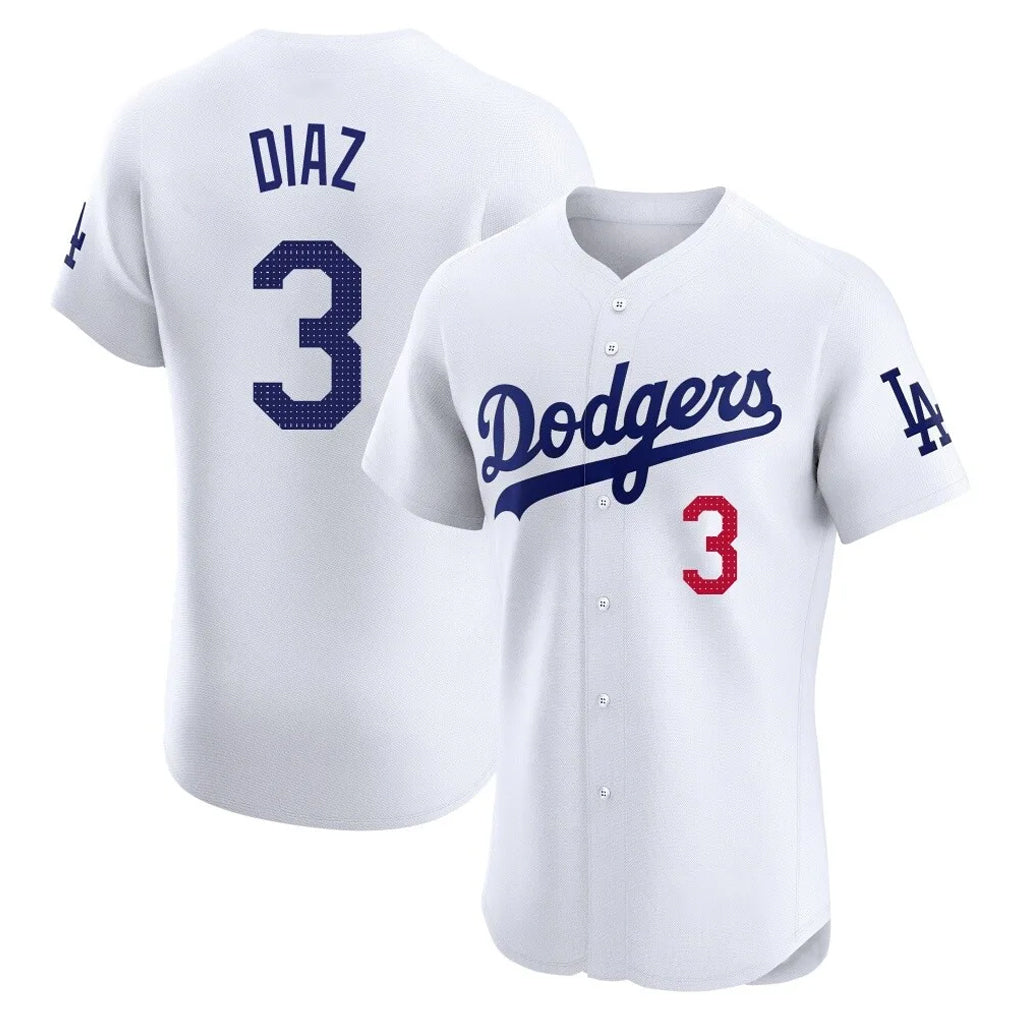 Pouc LA.Dodgers #3 Edwin D¡§aaz Player White Limited Elite Home Stitched Jerseys