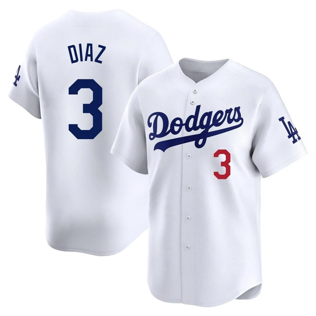 Pouc LA.Dodgers #3 Edwin D¡§aaz Player White Limited Home Stitched Jerseys