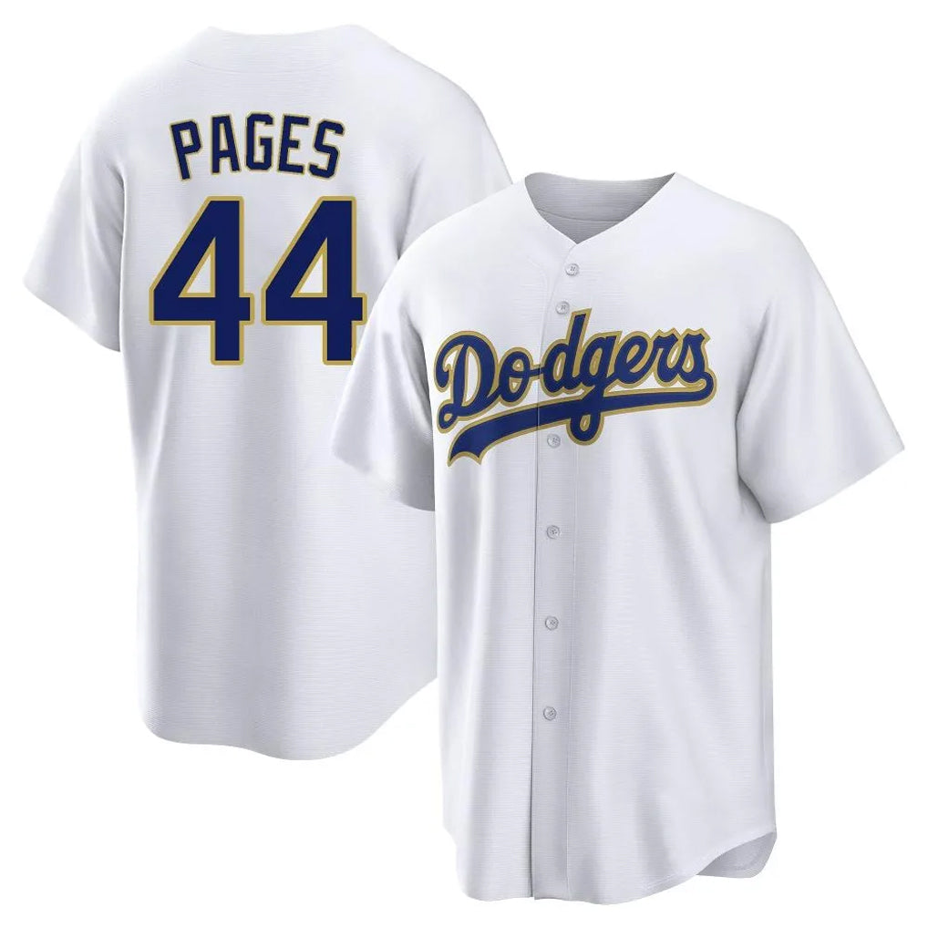 Pouc LA.Dodgers #44 Andy Pages Player Gold White 2026 Collection Stadium Game Stitched Jerseys