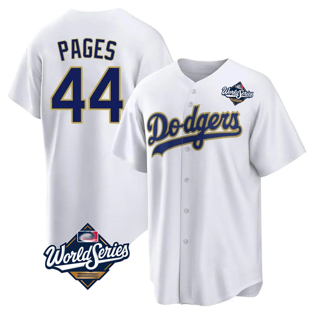 Pouc LA.Dodgers #44 Andy Pages Player Gold White World Series 2026 Collection Stadium Game Stitched Jerseys