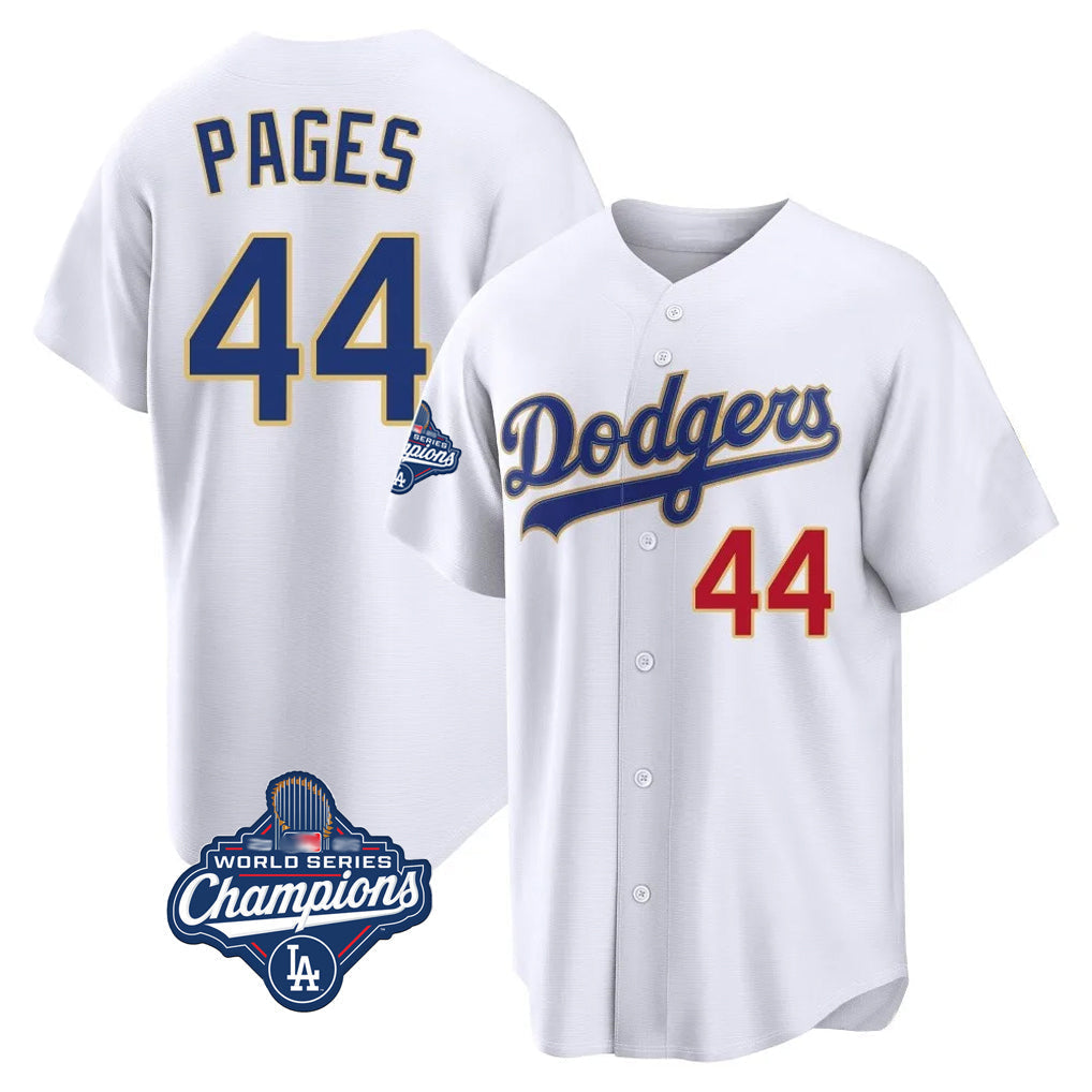 Pouc LA.Dodgers #44 Andy Pages Player Gold White World Series Meet 2026 Collection Stadium Limited Stitched Jerseys