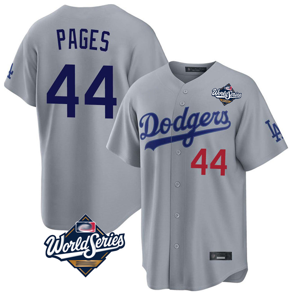 Pouc LA.Dodgers #44 Andy Pages Player Gray World Series Game Home Stitched Jerseys