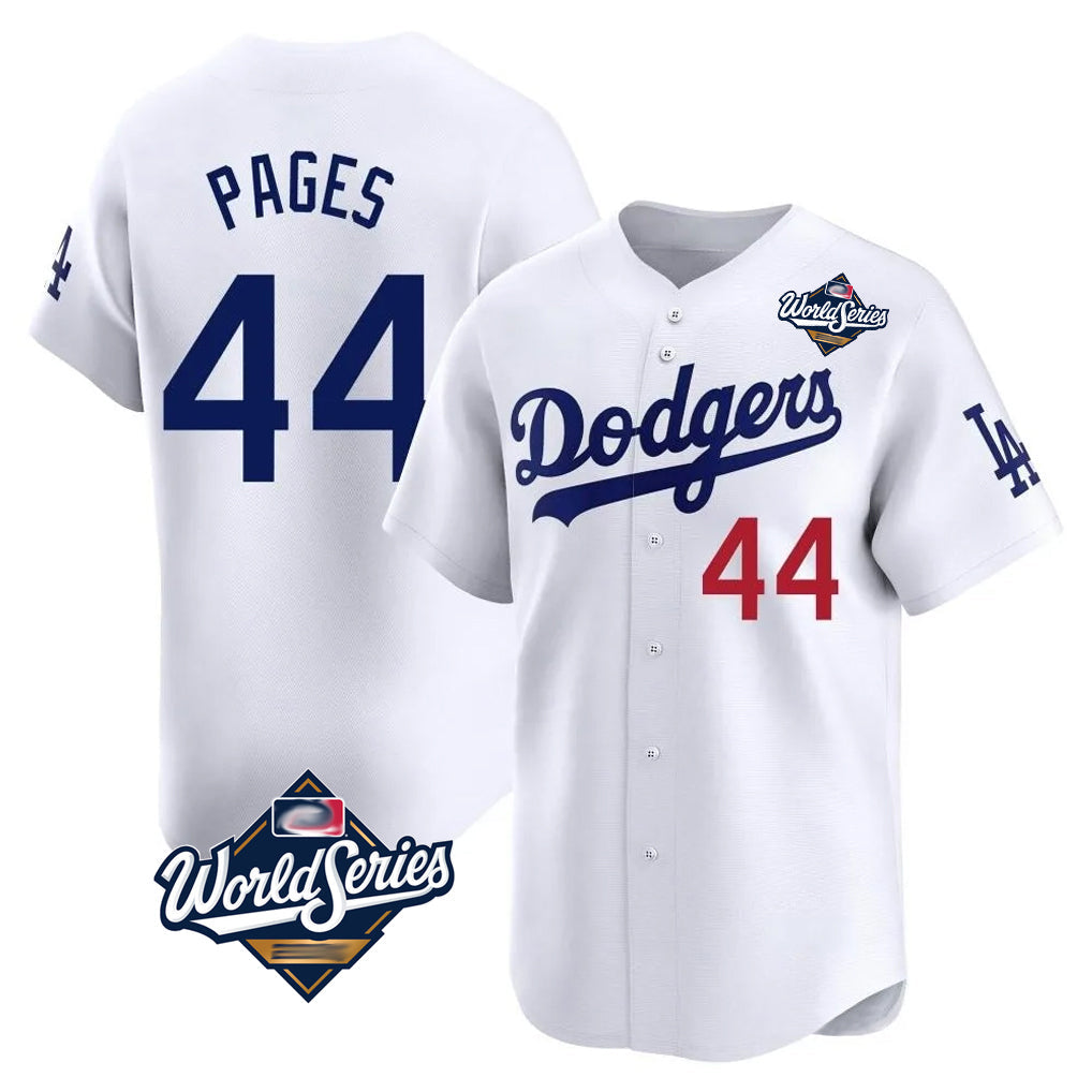 Pouc LA.Dodgers #44 Andy Pages Player White World Series Limited Home Stitched Jerseys