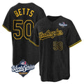 Pouc LA.Dodgers #50 Mookie Betts Player Black Gold World Series Limited Home Stitched Jerseys