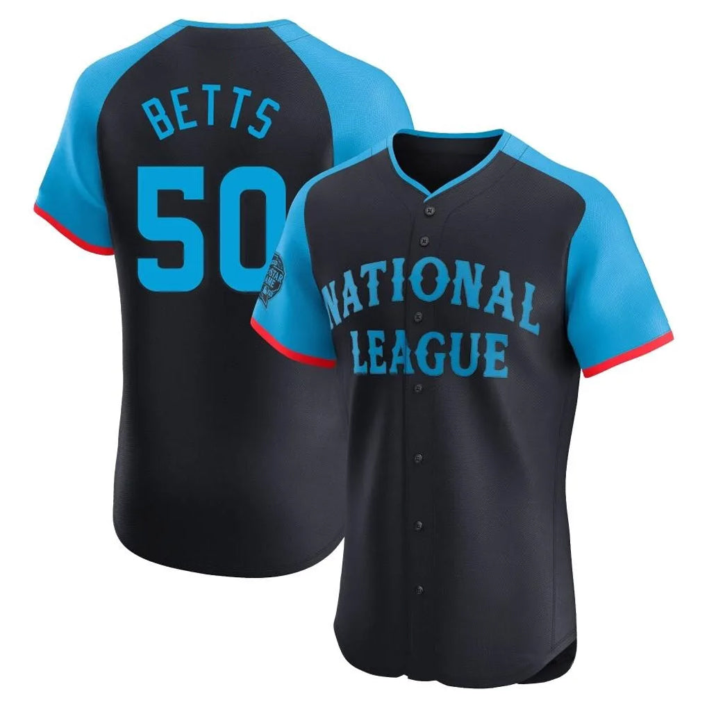 Pouc LA.Dodgers #50 Mookie Betts Player Black National League All-Star Limited Elite Home Stitched Jerseys