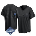 Pouc LA.Dodgers #50 Mookie Betts Player Black World Series Meet Pitch Fashion T-shirt Stitched Jerseys