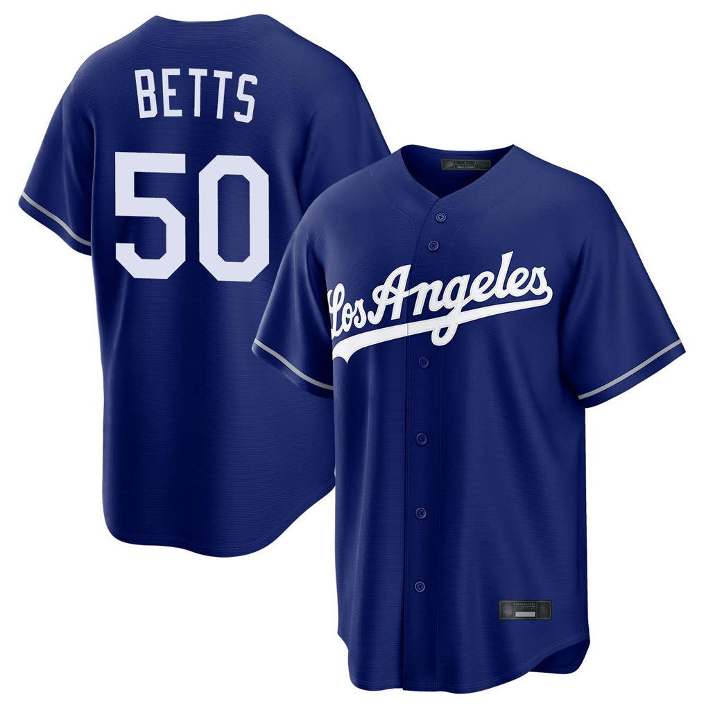 Pouc LA.Dodgers #50 Mookie Betts Player Royal Game Stitched Jerseys