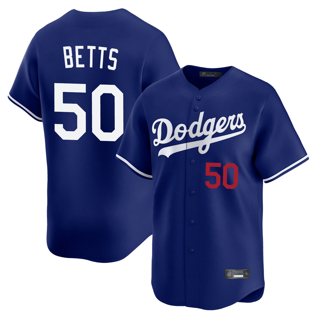Pouc LA.Dodgers #50 Mookie Betts Player Royal Limited Home Stitched Jerseys