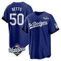 Pouc LA.Dodgers #50 Mookie Betts Player Royal World Series City Connect Home Game Stitched Jerseys