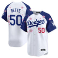 Pouc LA.Dodgers #50 Mookie Betts Player White-Royal Tokyo Series Vapor Premier Limited Stitched Jerseys