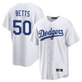Pouc LA.Dodgers #50 Mookie Betts Player White Game Home Stitched Jerseys