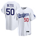 Pouc LA.Dodgers #50 Mookie Betts Player White Home Game Stitched Jerseys