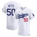 Pouc LA.Dodgers #50 Mookie Betts Player White Limited Elite Home Stitched Jerseys