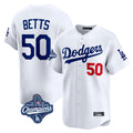 PoucLA.Dodgers #50 Mookie Betts Player White World Series Meet Limited Home Stitched Jerseys
