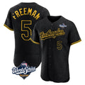 Pouc LA.Dodgers #5 Freddie Freeman Player Black World Series Snake Skin City Limited Elite Home Stitched Jerseys